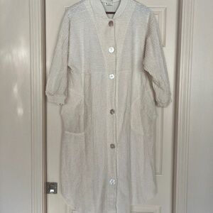 Vintage Ivory Terry Cloth Button Front House Dress Adonna Small